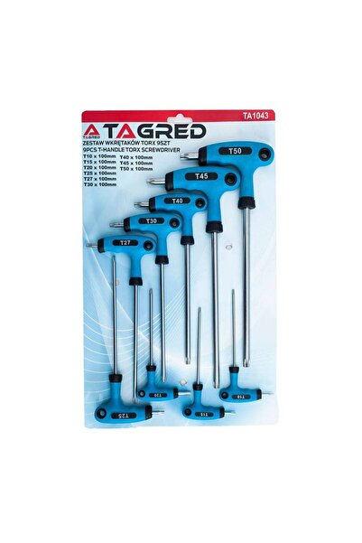 Tagred Professional Set of 9 hexagonal screwdrivers, TA1043, TORX Allen Tagred