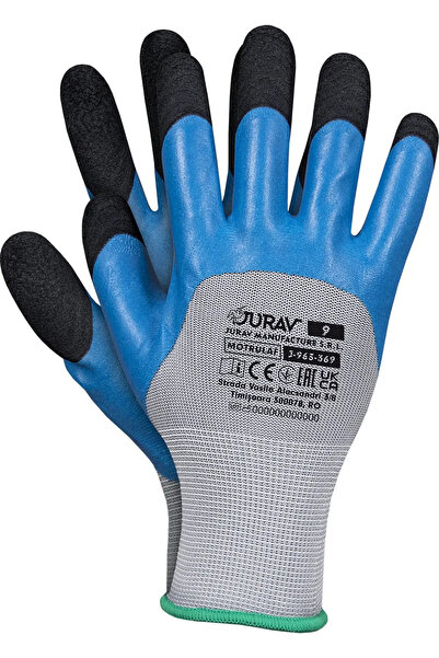 Reis Protective gloves with double fingers Motrulaf, blue and black foam late...