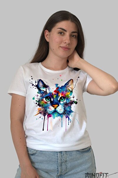 GILDAN Tricou Imprimeu Pisica Abstracta
