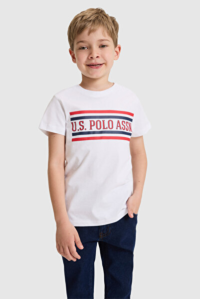 U.S. Polo Assn. تي شيرت أبيض برقبة دائرية للأولاد 50327008-VR013