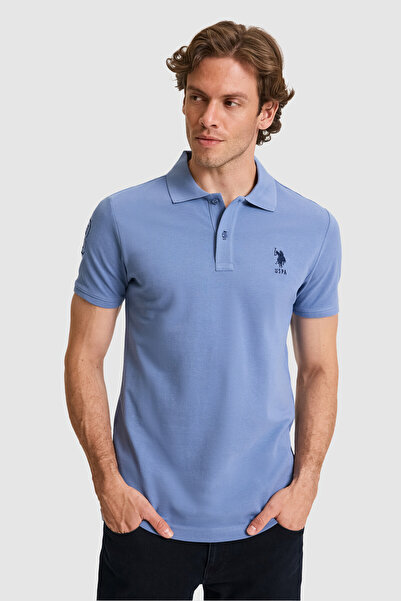 U.S. Polo Assn. Erkek Slim Fit Polo Yaka İndigo Basic Tişört 50326920-VR028