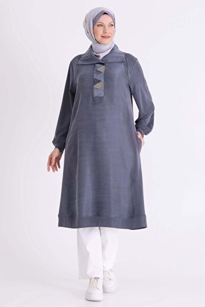 ottoman wear Behrem Büyük Beden Tesettür Tunik Lacivert OTW20145