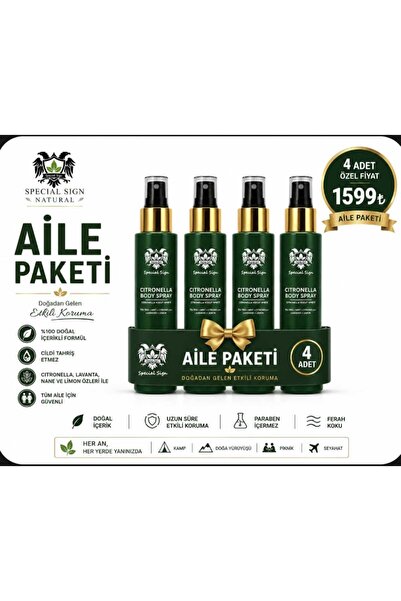 Doğal İçerikli Sivrisinek ve Kene Kovucu Vücut Spreyi 100 ml 4X AVANTAJ PAKETİ