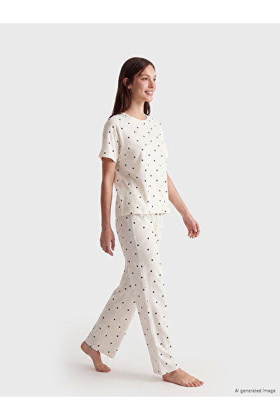 LC Waikiki Vizyon New Season Crew Neck Polka Dot Women's Pajama Set