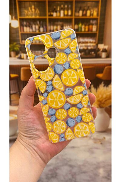 Vip Case Redmi 13 Uyumlu Limon Desenli Şeffaf Darbe Emici Kamera Korumalı Cle...