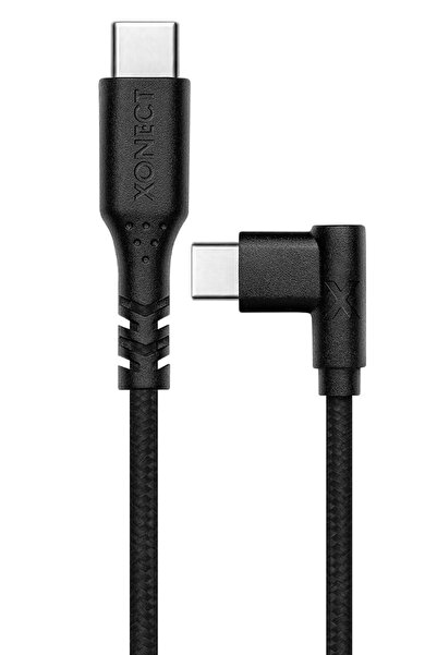 TypeC to TypeC Compatible Fast Charging and Data Cable for iPhone and Samsung 200cm L Type Wire Mesh Black