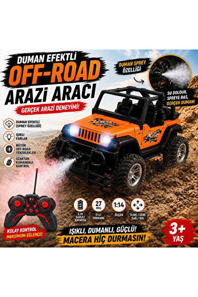 Pasifik Duman Efektli Uzaktan Kumandalı Off-Road - Canavar Kamyon - 1:14 Ölçe...