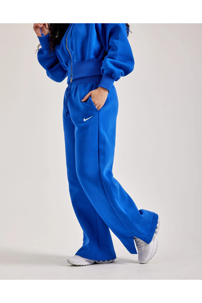 Nike Sportswear Phoenix Fleece High-Waisted Wide Yüksek Belli Mavi Kadın Eşof...
