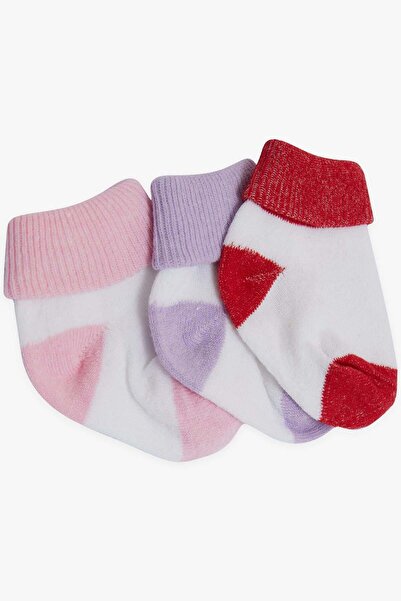 Minidamla Baby Girl Newborn Socks 2 Colors 3-Piece Set 0-3 Months, Mixed Colors