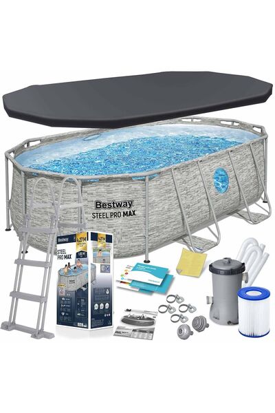 BESTWAY Piscină de grădină cu cadru 427 x 250 x 100 cm 12-în-1 56714N