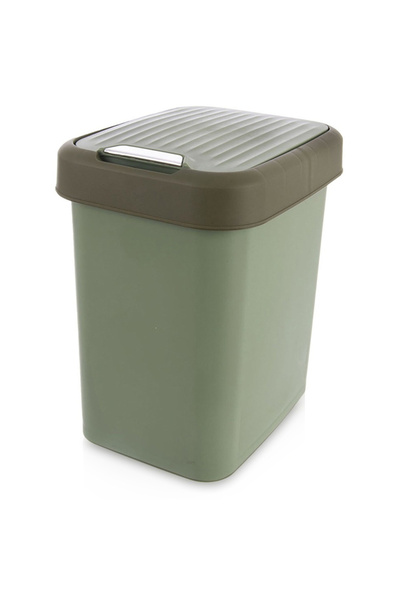 Orion Coș de gunoi din plastic verde de 12L cu capac batant
