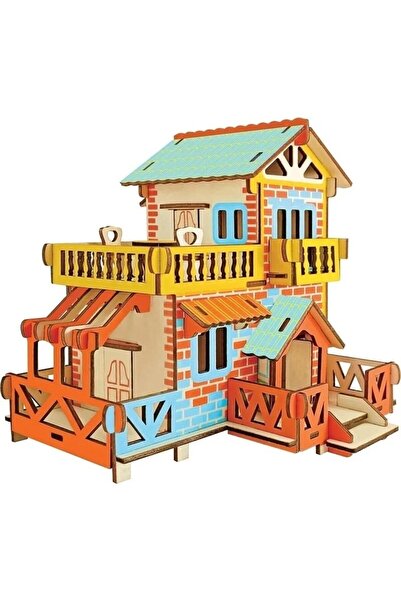 SARALMA Casa de vis 3D din lemn, un puzzle educativ cu 73 de piese pentru cop...