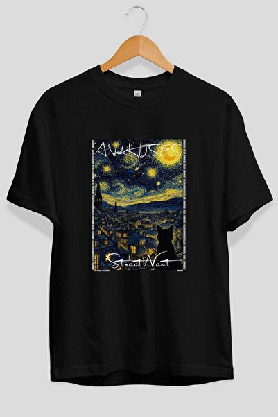 Ankhises Μπλουζάκι  "For the Love of Cats " με 65 σχέδια γάτας, μαύρο, υπερμε...