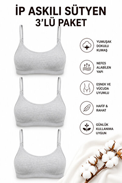 Mudcosıo Women's Strap Padded Bra 3-Pack Cotton Flexible Comfortable Bralette...