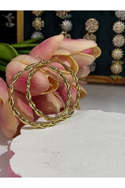 MODA Knitted Detailed Hoop Earrings
