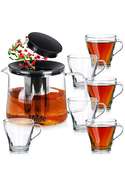 Orion Set de 7 piese: carafă de sticlă cu infuzor și căni