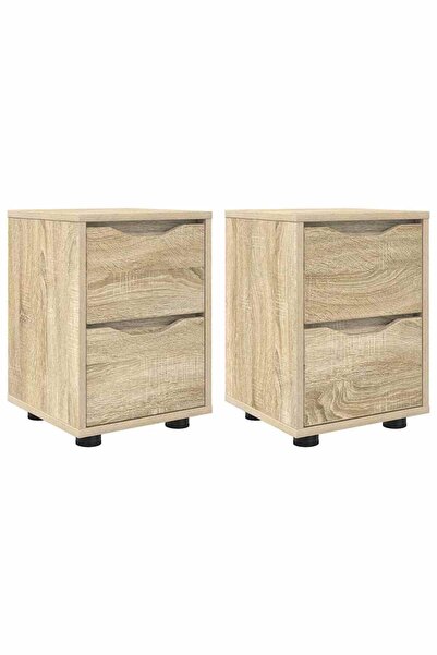vidaxl Mese de noptieră 2 pcs Stejar Sonoma 30,5 x 30 x 43 cm