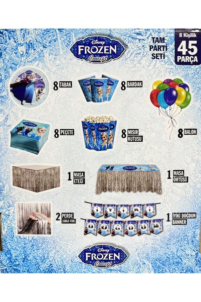 luvissi shelves Frozen Concept Birthday Party Set for 8 People, 45 Pieces