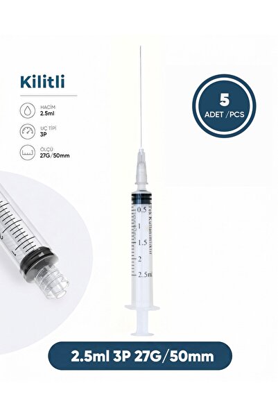 Genject 02,5 ml. , 3 Parçalı , 27G (0.41mm.), 40mm, Gri İğneli Dental Şırınga...