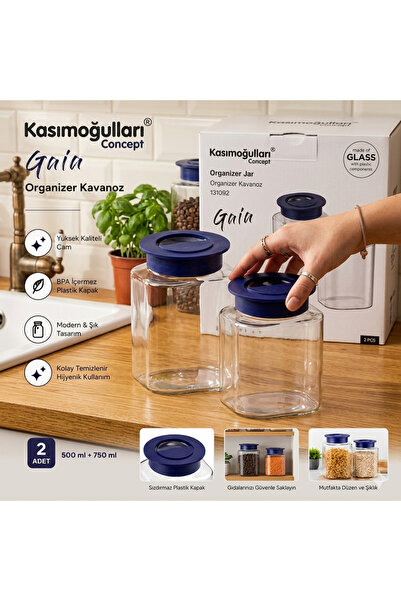 kasımoğulları concept 2-Piece Glass Organizer Jar Set – Storage Container wit...