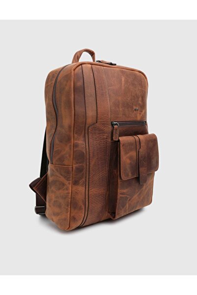 İLVİ Numa Genuine Crazy Leather Men's Tan Backpack