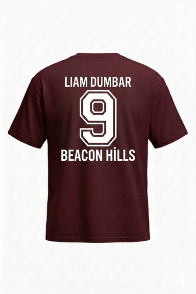 DASH WEAR Teen Wolf Liam T-Shirt - Burgundy Printed Oversize Crew Neck Short ...