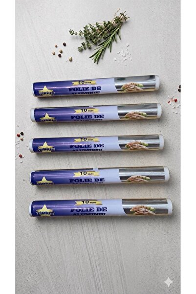 zirius Set 5 Role Folie Aluminiu Alimentară – Compact & Practic, 10m per Rolă...