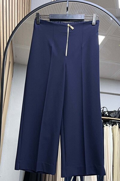 Sentez 5565 Kısa Geniş Paça Kadın Pantolon Lacivert