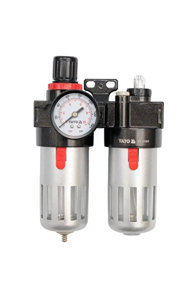 yato YT-2385 Air Filter Regulator with Oil Reservoir for Compressors, 1/4"