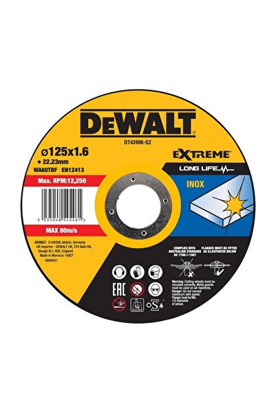 Dewalt DT43906-QZ Disc de tăiere din oțel inoxidabil 125 x 1.6 mm