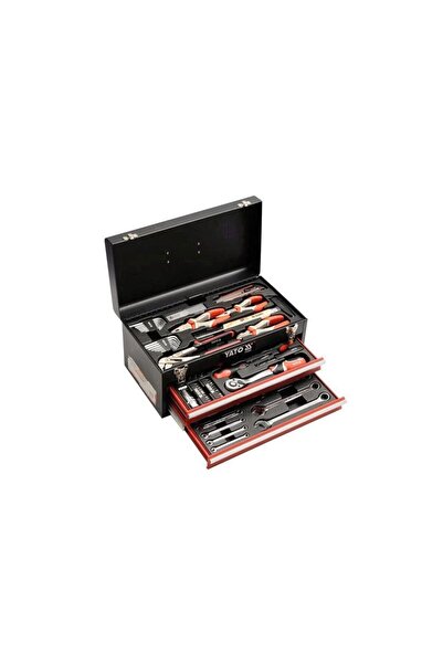 yato YT-38951 80-Piece Tool and Socket Set, Metal Box with 2 Drawers