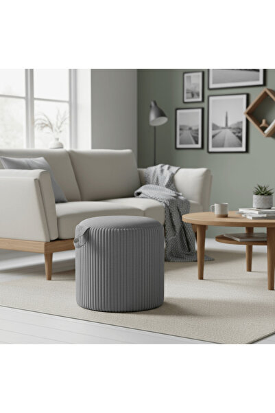 PAN HOME أريانا بوف مضلع مع مساحة تخزين 31x31x32 سم - رمادي