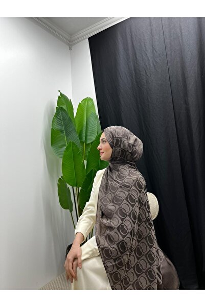 Sade Scarfs Halka Desen Pamuk Jakar Şal Acı Kahve