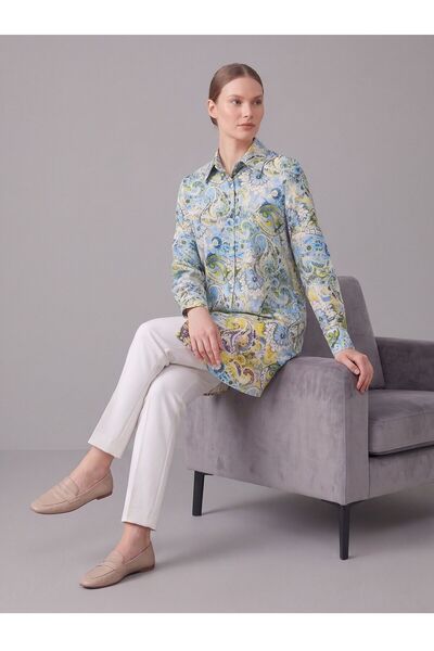 LARCH EXCLUSİVE LİLYUM BAMBU ŞAL DESEN GÖMLEK