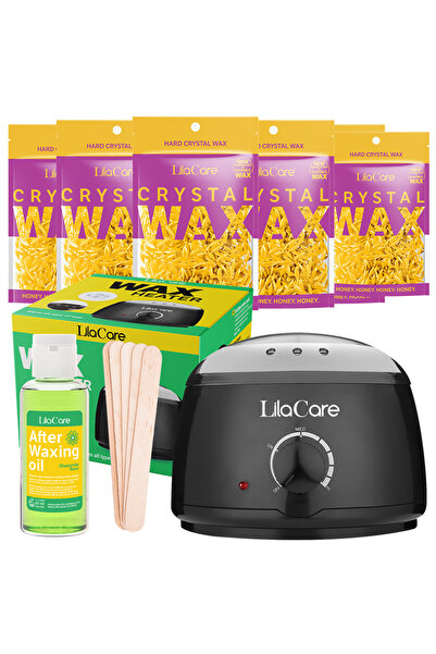 Lila Care Kit epilare cu ceara granule honey, cu incalzitor negru, 10 x 100 g...