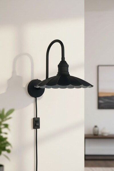 Bamyum Risso Black Color Plug-In Sconce Single Wall Lamp Living Room Hallway ...