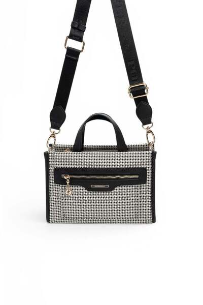 Silver Polo Black - Black Houndstooth Plaid Women's Handbag Sp1271