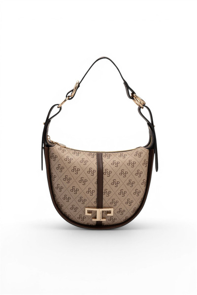 Silver Polo Dark Beige - Brown Monogram Women's Shoulder Bag Sp1270