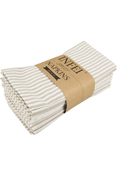INFEI Striped cotton and linen dinner napkins for events and home use from IN...