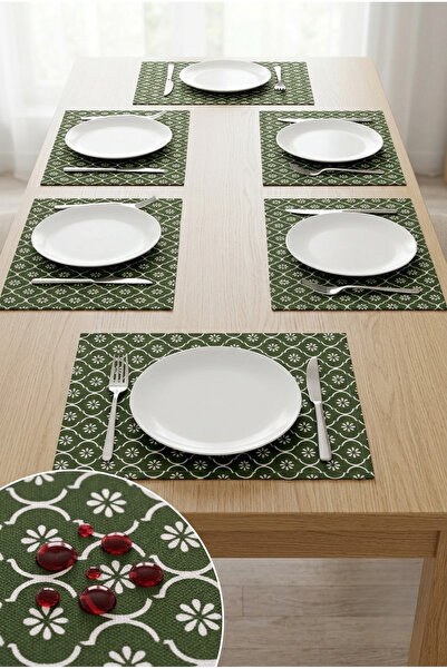 Rona Home Πράσινο Floral Αμερικάνικο Σετ 6 τεμαχίων Ανθεκτικό στους λεκέδες Ο...