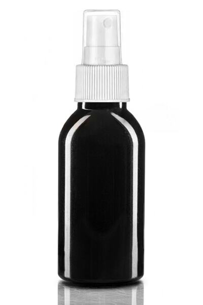 makrobay 100 Adet - 100ml Plastik Siyah Oval Boyunlu Şişe, Boş Beyaz Parmak Spreyli Pet Şişe
