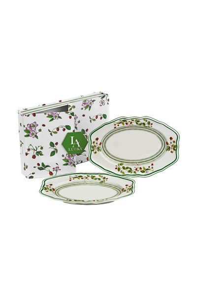 Lucky Art Blassom Bone 2’li Oval Tabak Seti 30 cm