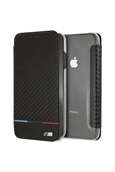 BMW Husă pentru iPhone XS Max cu dungi tricolore din carbon - negru