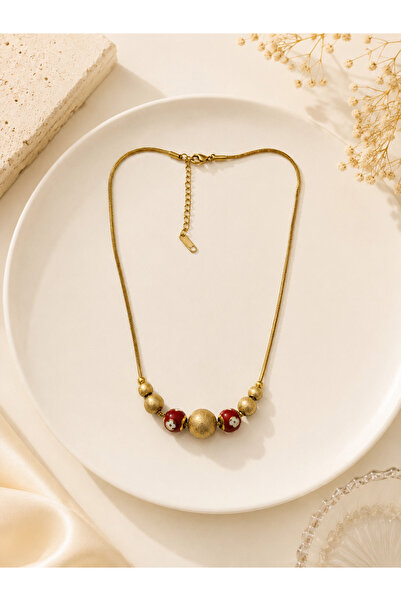 Archhazel Jewelery Steel Necklace with Red Mini