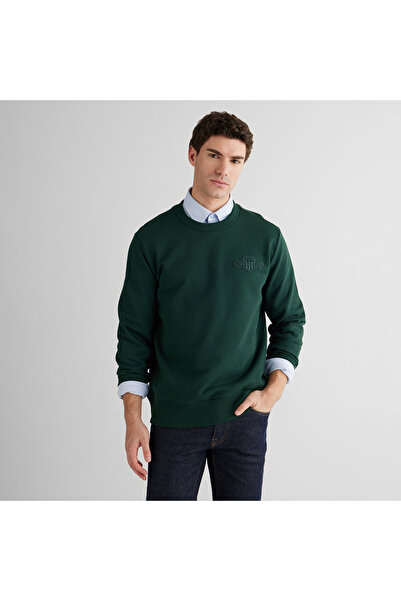 Gant Erkek Yeşil Regular Fit Bisiklet Yaka Sweatshirt