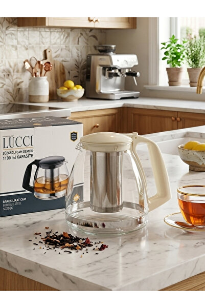 Flower Toys Lucci Glass Teapot with Steel Strainer Multi-Purpose Herb Pot 900 ml