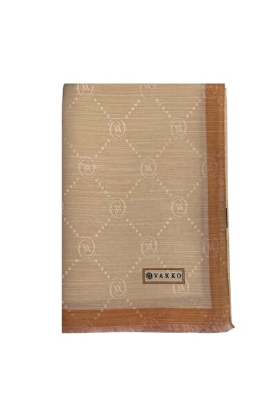 Vakko Pamuk İpek Monogram Şal 42140-NATUREL