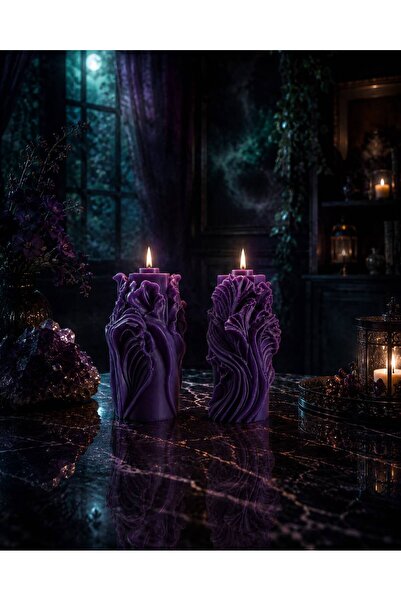 Arista Wavy Forest Whisper Mor Lavanta Kokulu Dekoratif Mum 2’li Set – El Yap...