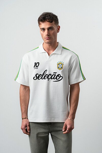Respire Tricou Retro Brazilia Regular Fit Ecru