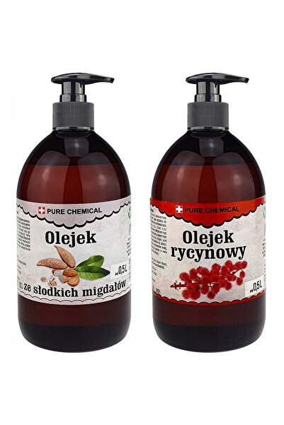 CHOSA Set Uleiuri de Migdale și Ricin, Pure , 2x500ml, cu Dozator, Nerafinat,...